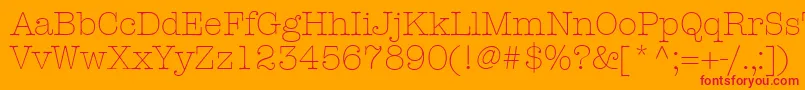 Fonte KeyboardLightSsiLight – fontes vermelhas em um fundo laranja
