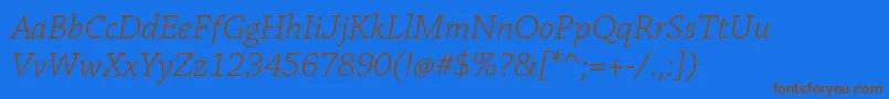 ChaparralproLightit Font – Brown Fonts on Blue Background