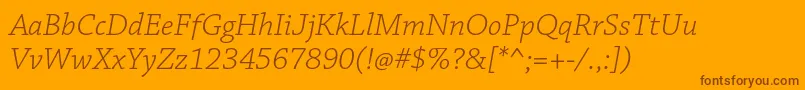 ChaparralproLightit Font – Brown Fonts on Orange Background