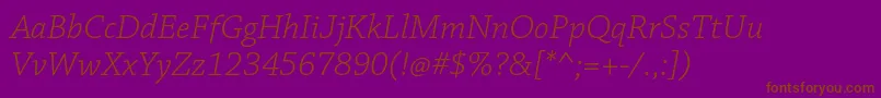 Шрифт ChaparralproLightit – коричневые шрифты на фиолетовом фоне