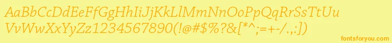 ChaparralproLightit Font – Orange Fonts on Yellow Background