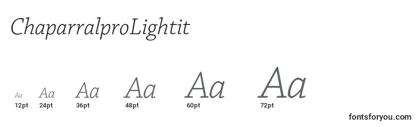 Размеры шрифта ChaparralproLightit