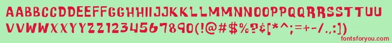 CartoonicMassiveRegular Font – Red Fonts on Green Background