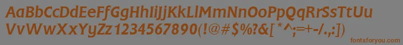 FlareGothicItalic-Schriftart – Braune Schriften auf grauem Hintergrund