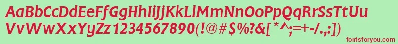 Czcionka FlareGothicItalic – czerwone czcionki na zielonym tle