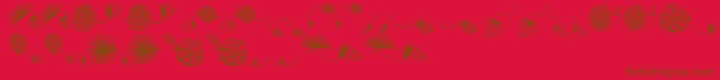Dingsprinklepersonaluse-Schriftart – Braune Schriften auf rotem Hintergrund