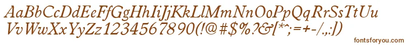 WorcesterserialItalic-fontti – ruskeat fontit valkoisella taustalla