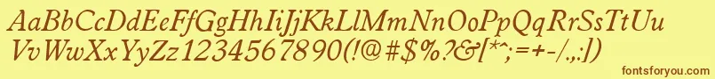 WorcesterserialItalic Font – Brown Fonts on Yellow Background