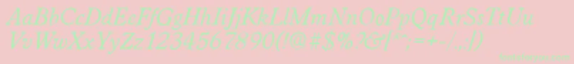 WorcesterserialItalic-Schriftart – Grüne Schriften auf rosa Hintergrund