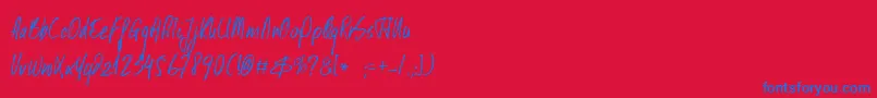 DkKusukusu Font – Blue Fonts on Red Background