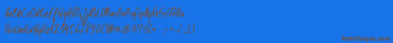DkKusukusu Font – Brown Fonts on Blue Background