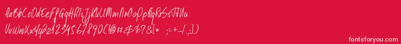 DkKusukusu Font – Pink Fonts on Red Background