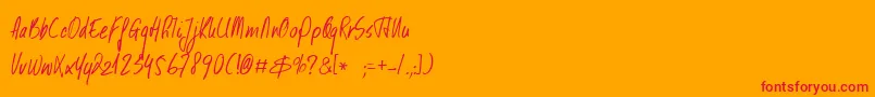 DkKusukusu Font – Red Fonts on Orange Background