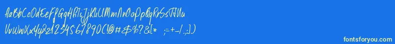 DkKusukusu Font – Yellow Fonts on Blue Background