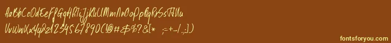 DkKusukusu Font – Yellow Fonts on Brown Background