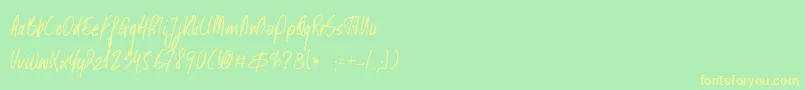 Шрифт DkKusukusu – жёлтые шрифты на зелёном фоне