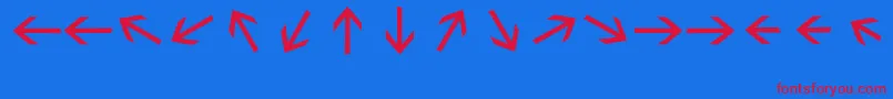 Шрифт Sebastianarrrowstextbold – красные шрифты на синем фоне