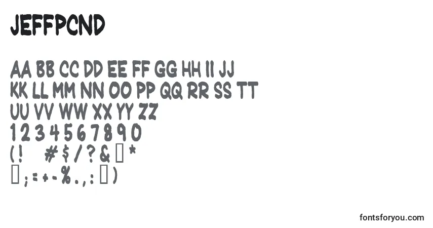 Schriftart Jeffpcnd – Alphabet, Zahlen, spezielle Symbole