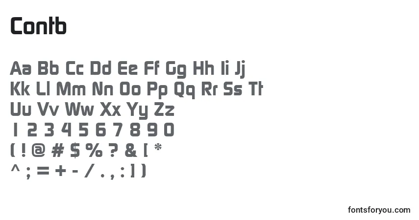 Fuente Contb - alfabeto, números, caracteres especiales