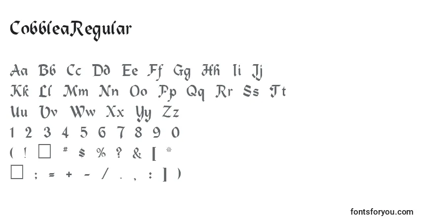 A fonte CobbleaRegular – alfabeto, números, caracteres especiais