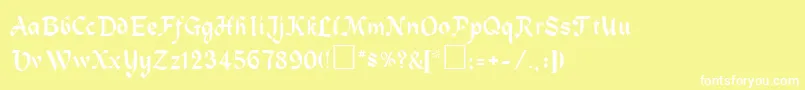 CobbleaRegular-Schriftart – Weiße Schriften auf gelbem Hintergrund