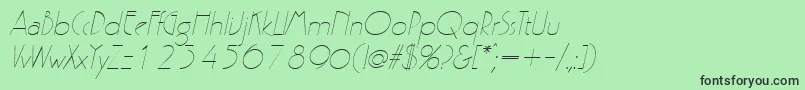 Fonte GatsbyItalic – fontes pretas em um fundo verde