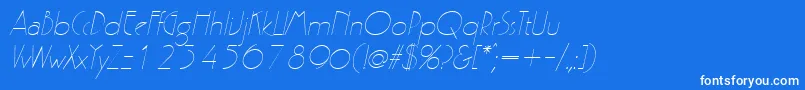 GatsbyItalic-Schriftart – Weiße Schriften auf blauem Hintergrund