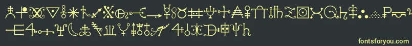 フォントAlchemyb – 黒い背景に黄色の文字