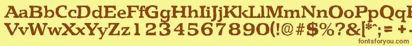 フォントPenthouseantiqueBold – 茶色の文字が黄色の背景にあります。