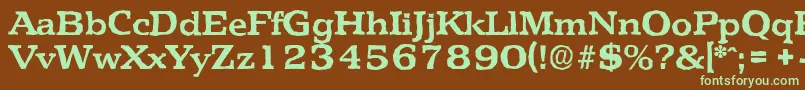 フォントPenthouseantiqueBold – 緑色の文字が茶色の背景にあります。