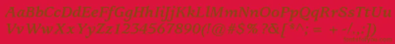 Fonte UsherwoodstdBolditalic – fontes marrons em um fundo vermelho