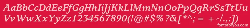 UsherwoodstdBolditalic Font – Pink Fonts on Red Background