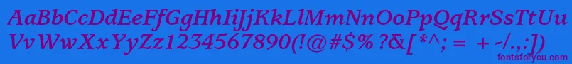 UsherwoodstdBolditalic-Schriftart – Violette Schriften auf blauem Hintergrund