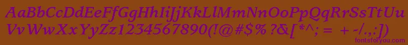 UsherwoodstdBolditalic Font – Purple Fonts on Brown Background
