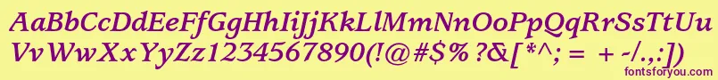 UsherwoodstdBolditalic Font – Purple Fonts on Yellow Background