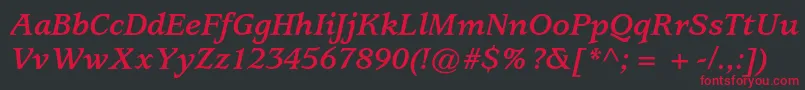 UsherwoodstdBolditalic Font – Red Fonts on Black Background