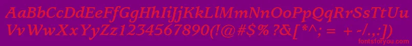フォントUsherwoodstdBolditalic – 紫の背景に赤い文字