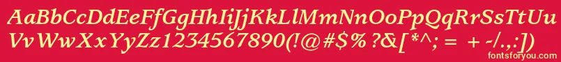 UsherwoodstdBolditalic Font – Yellow Fonts on Red Background