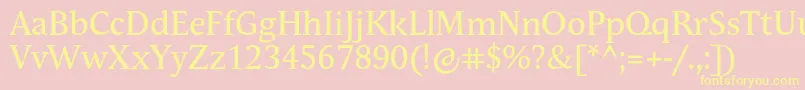 AndulkaTextPro Font – Yellow Fonts on Pink Background