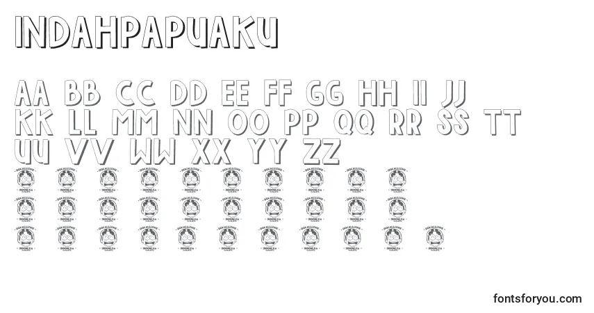 A fonte Indahpapuaku – alfabeto, números, caracteres especiais