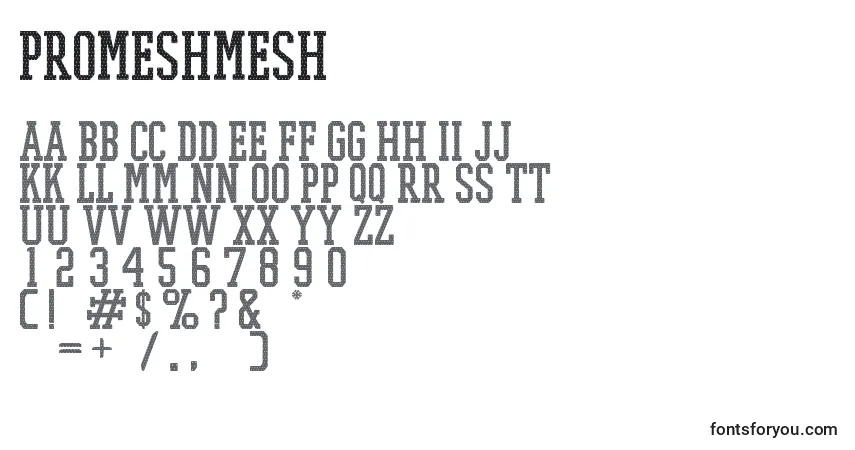A fonte Promeshmesh – alfabeto, números, caracteres especiais