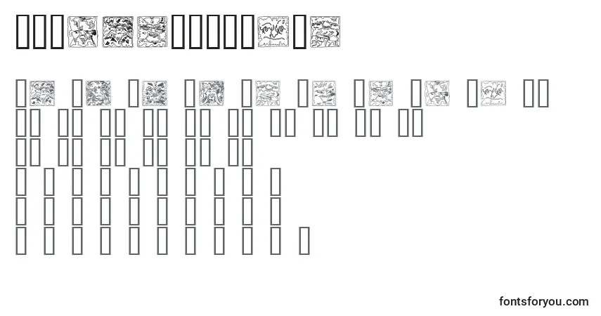 Schriftart MythagoOutline – Alphabet, Zahlen, spezielle Symbole
