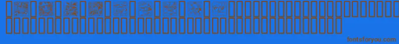 MythagoOutline-Schriftart – Braune Schriften auf blauem Hintergrund
