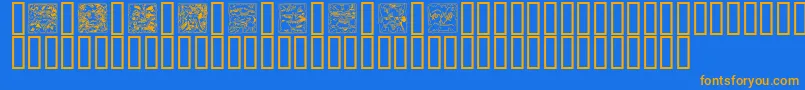 フォントMythagoOutline – オレンジ色の文字が青い背景にあります。