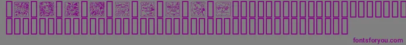 フォントMythagoOutline – 紫色のフォント、灰色の背景