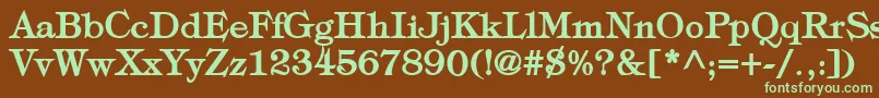 フォントTypographyTimesBold – 緑色の文字が茶色の背景にあります。