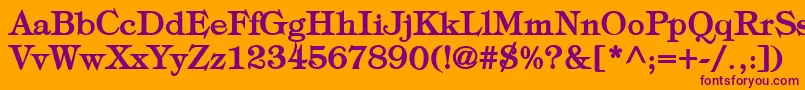 Fonte TypographyTimesBold – fontes roxas em um fundo laranja