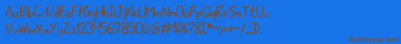 Sharkhandwriteabc Font – Brown Fonts on Blue Background