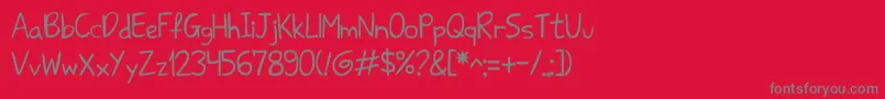 Sharkhandwriteabc Font – Gray Fonts on Red Background