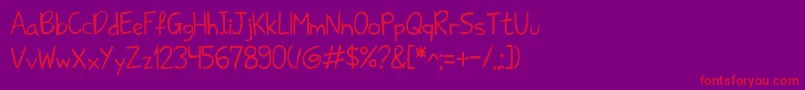 Sharkhandwriteabc Font – Red Fonts on Purple Background